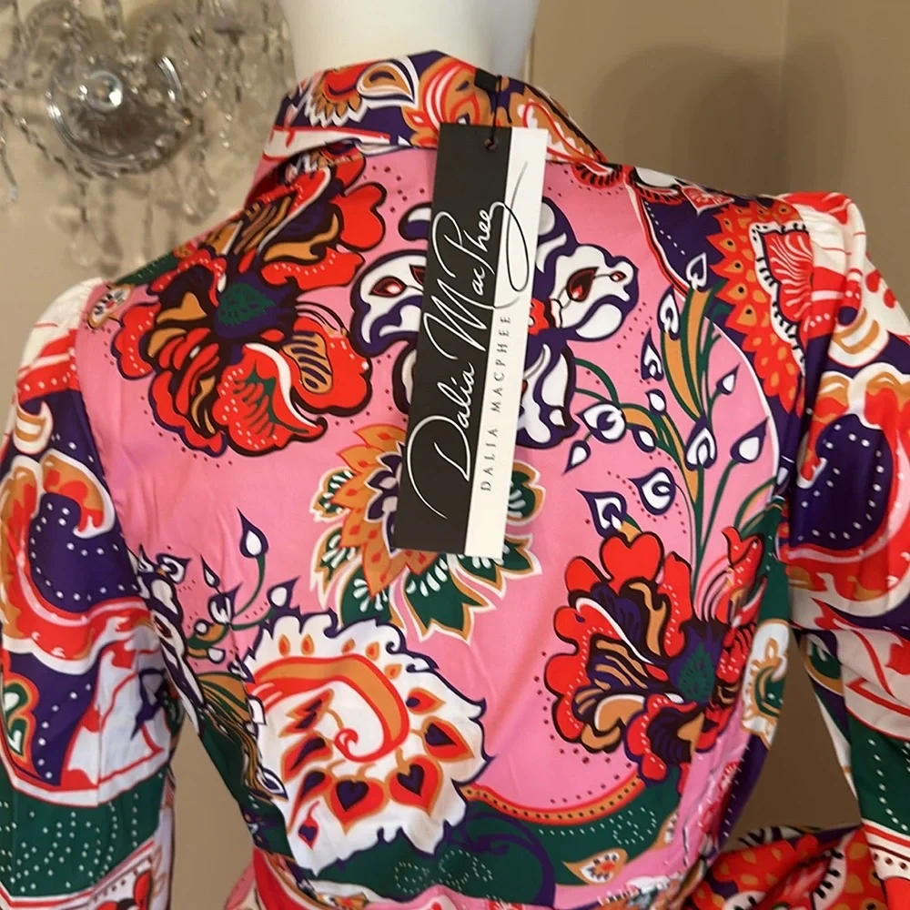 Dalia MacPhee Floral Shirtdress Shirt Style A-Line Dress Size S - Picture 14 of 14